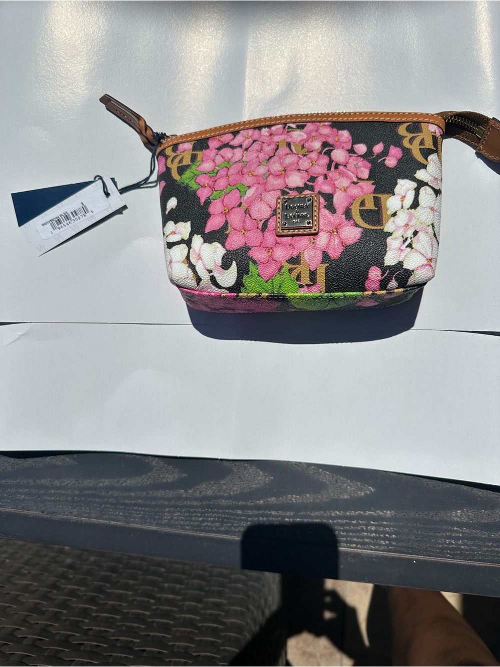 Dooney and Bourke Black Floral Cosmetic Pouch
